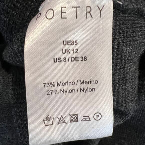 Poetry Merino Wool Blend Tunic Top Oversized Side Slits Button Collar Gray sz 8 - Picture 10 of 11